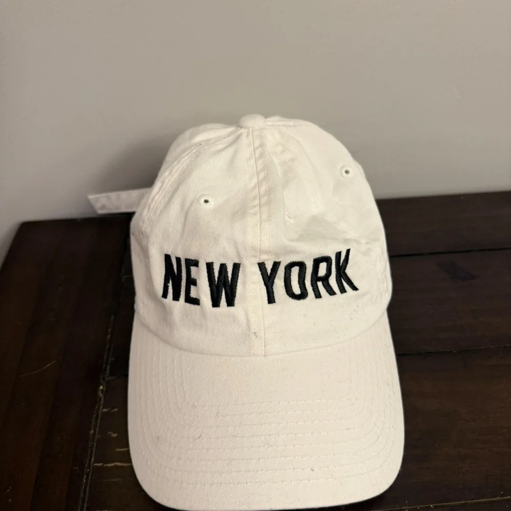 American Needle New York White Cotton Dad Hat Adjustable Strap